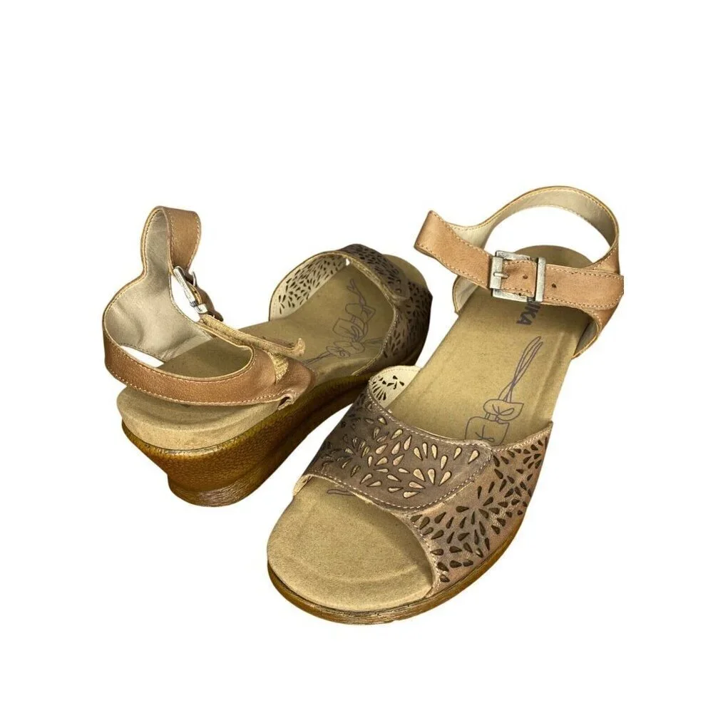 Romika Nevis 05 Womens Leather Wedge Sandals Size 42 / 11 comfort padded insole